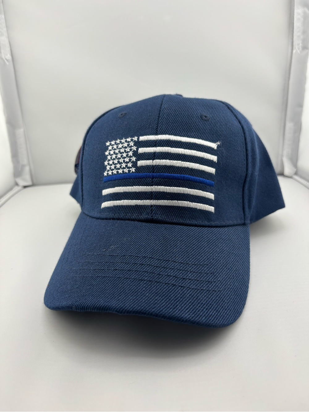 Thin Blue Line American Flag Navy Blue Embroidered Baseball Cap - Adjustable